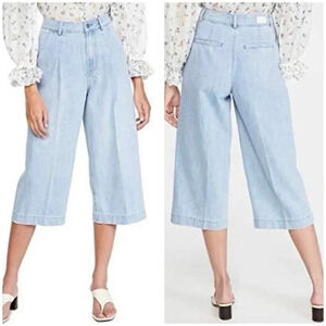 PAIGE‎ Women's Clarice High Rise Culotte Pant 31 Cropped Capris Wide Leg Denim